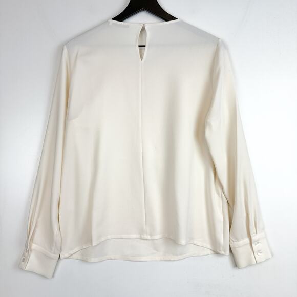 The Fold London Silk Stretch Layered Flowy Blouse Cream Ivory - Size 12 - Picture 8 of 13